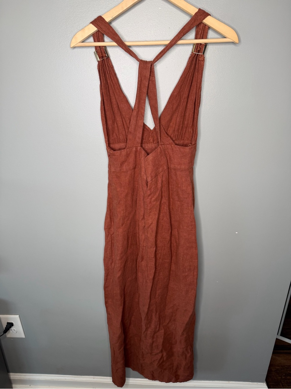 Zara Linen Midi Gold Detail - Picture 6 of 13